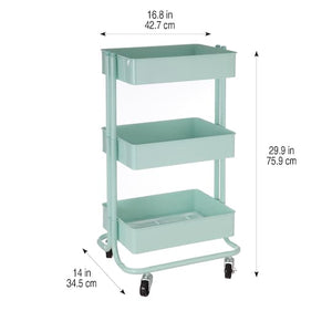 3- TIER ROLLING CART- MINT GREEN