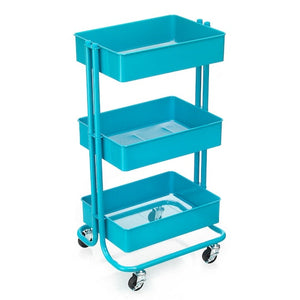 3- TIER ROLLING CART- TURQUOISE